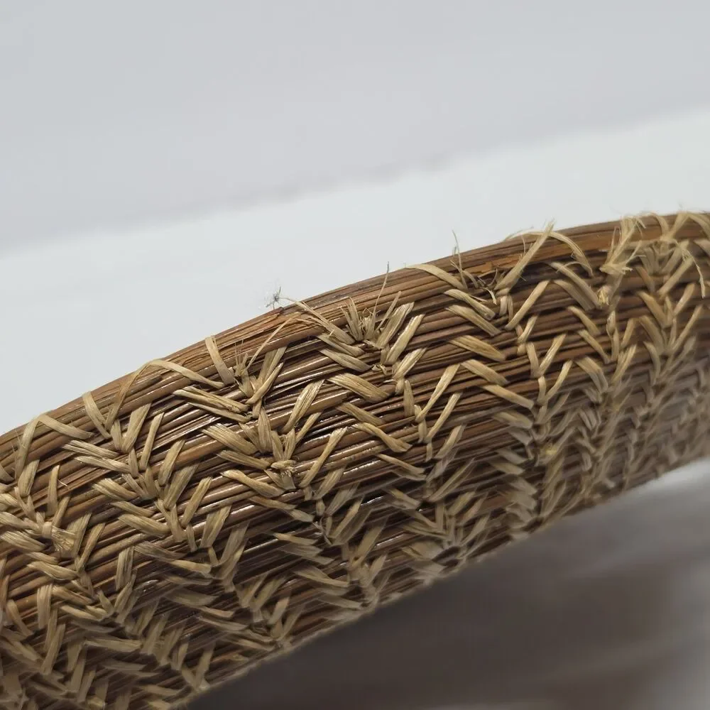 Handwoven Seminole Pine Needle & Raffia Decorative Basket 12.5in Native American